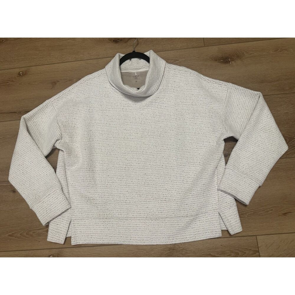 Calia Women's Pullover Sweatshirt Mock Neck Turtleneck Cream XL EUC